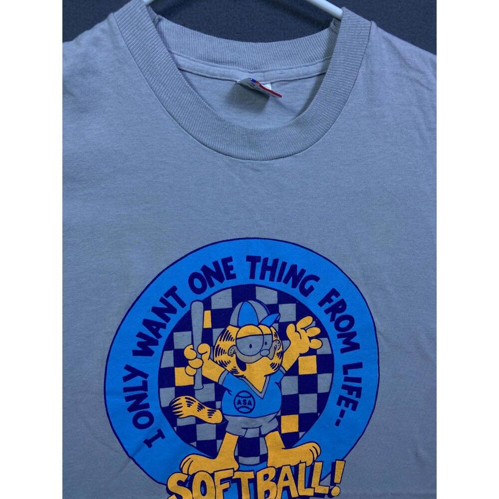 Vintage Garfield KC Softball Graphic Tshirt  XL Single Stitch Made in USA VTG